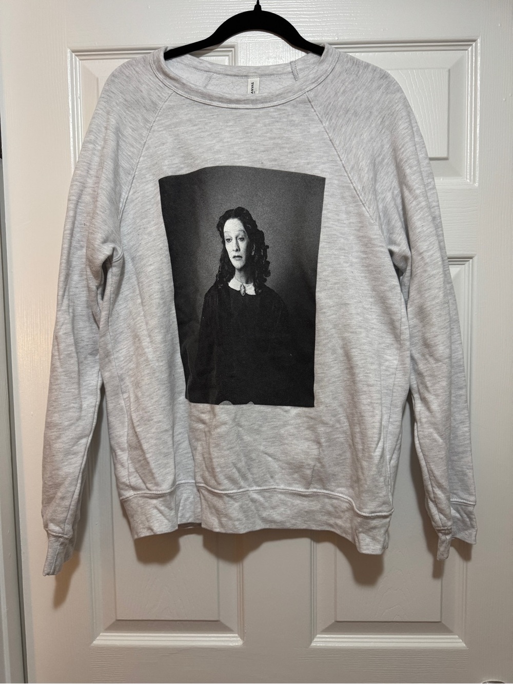 “Oh Mary” Light Gray Crewneck Sweatshirt with Jinkx Monsoon Portrait